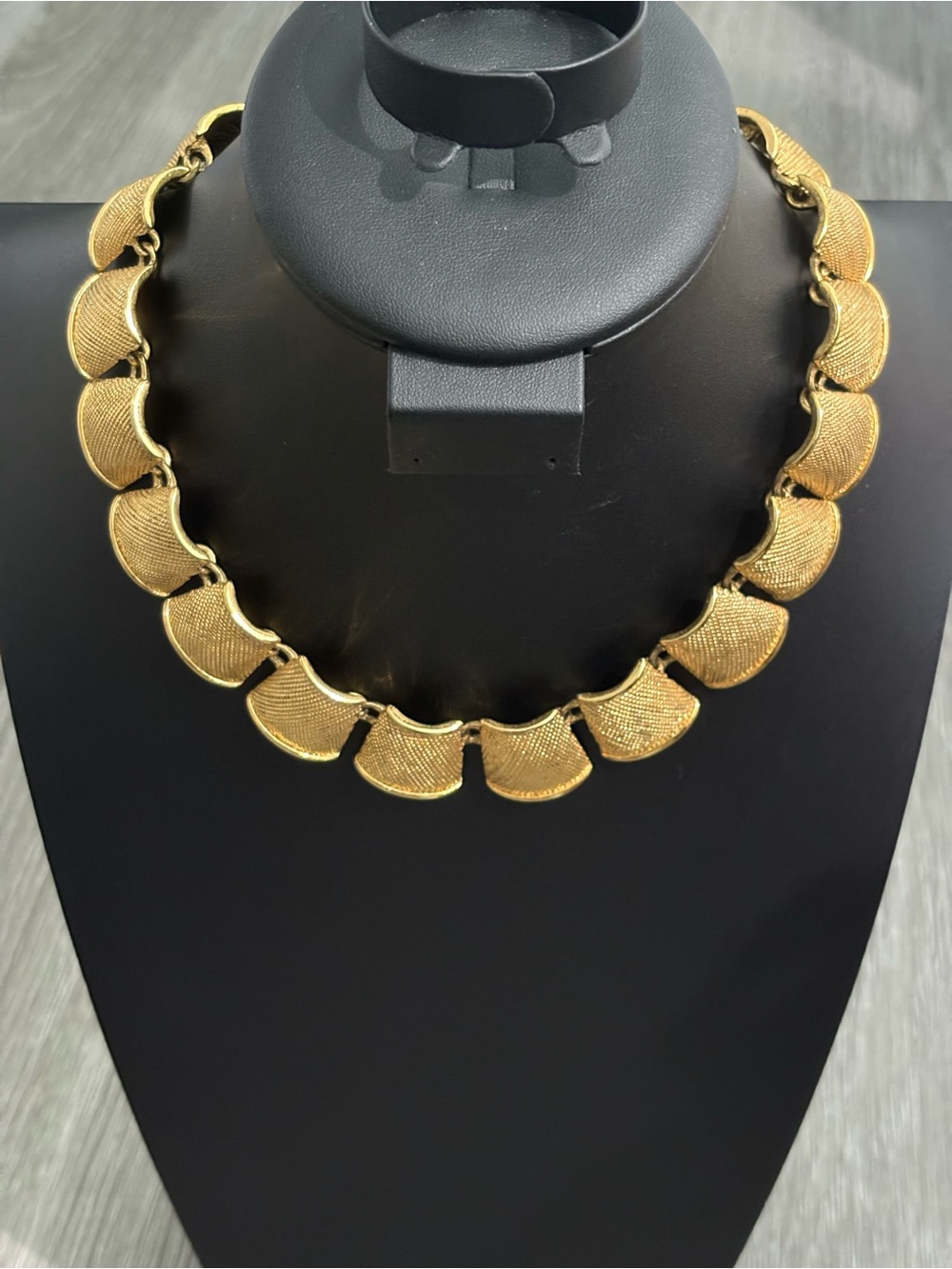 Vintage Anne Klein Gold Tone Statement Necklace 16” | 80s 90s Glam